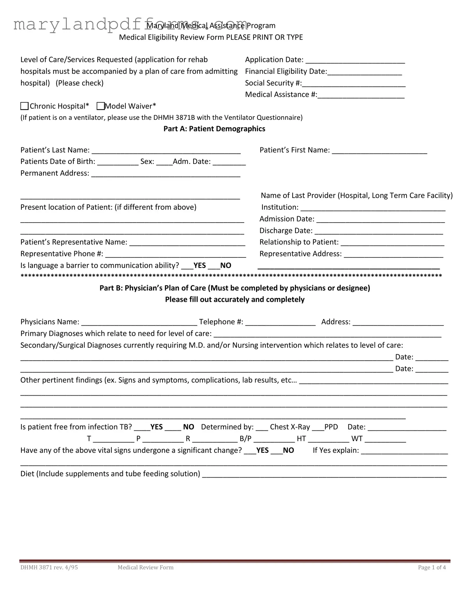 Blank 3871 Maryland Medicaid Template