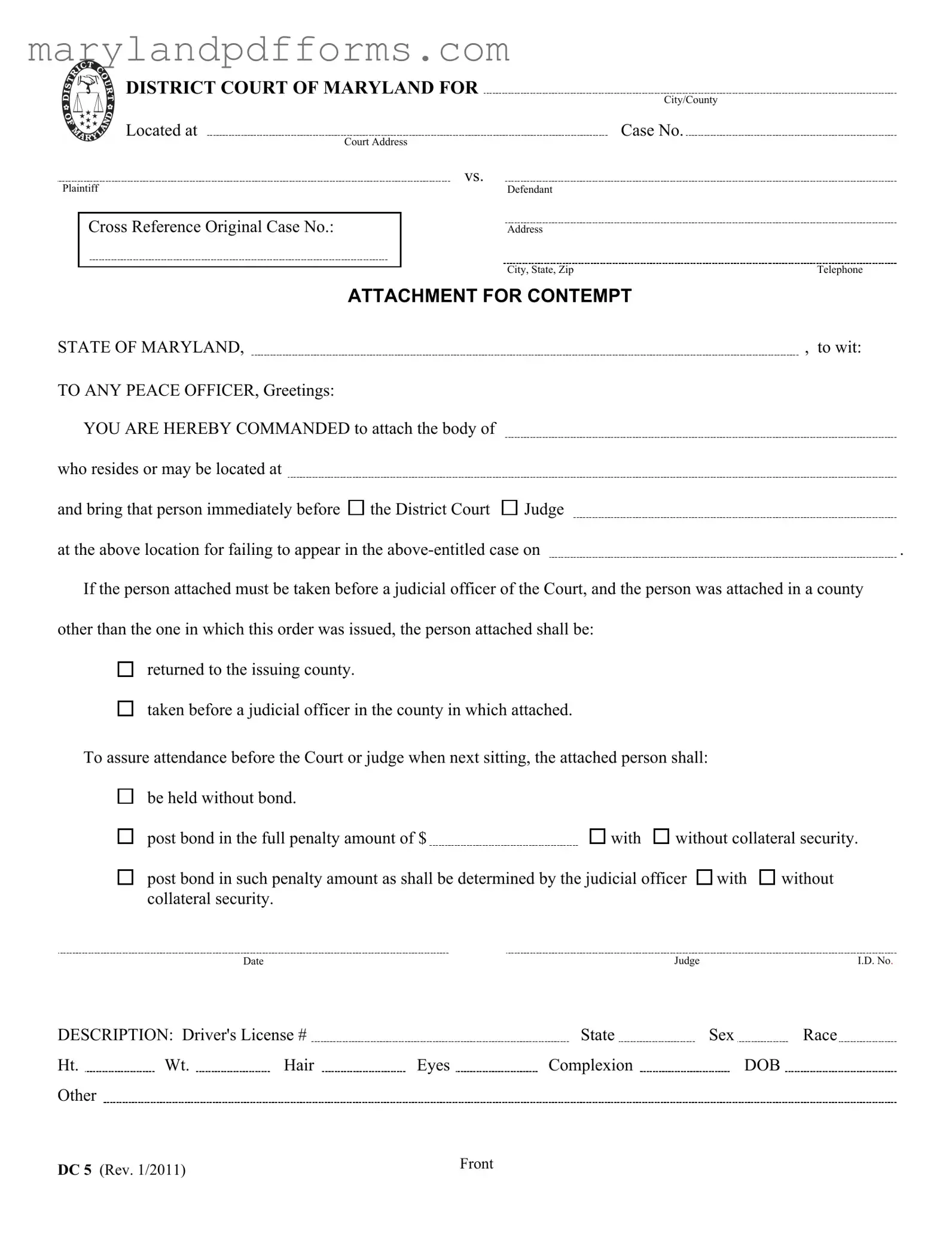 Blank Dc 5 Maryland Template
