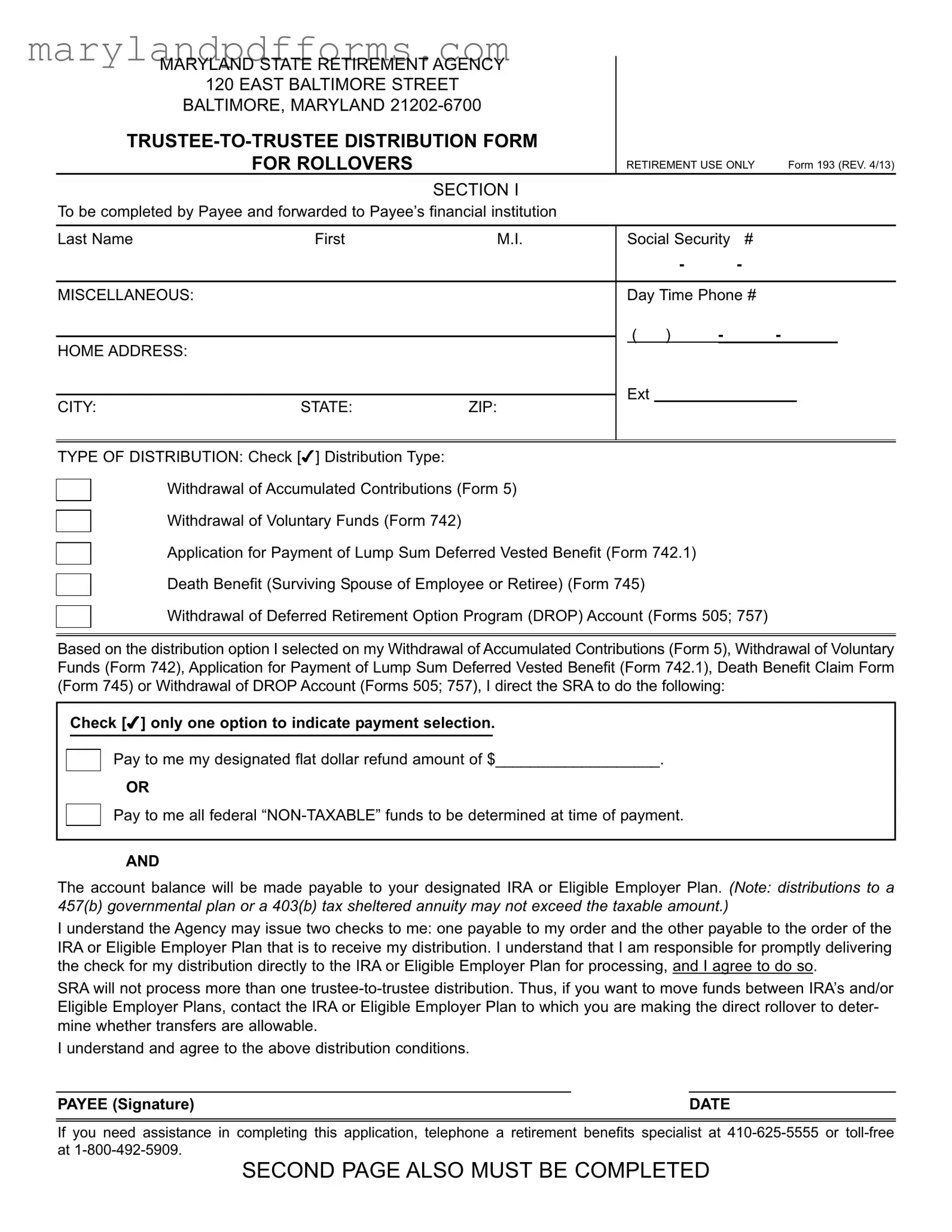 Blank Maryland 193 Template