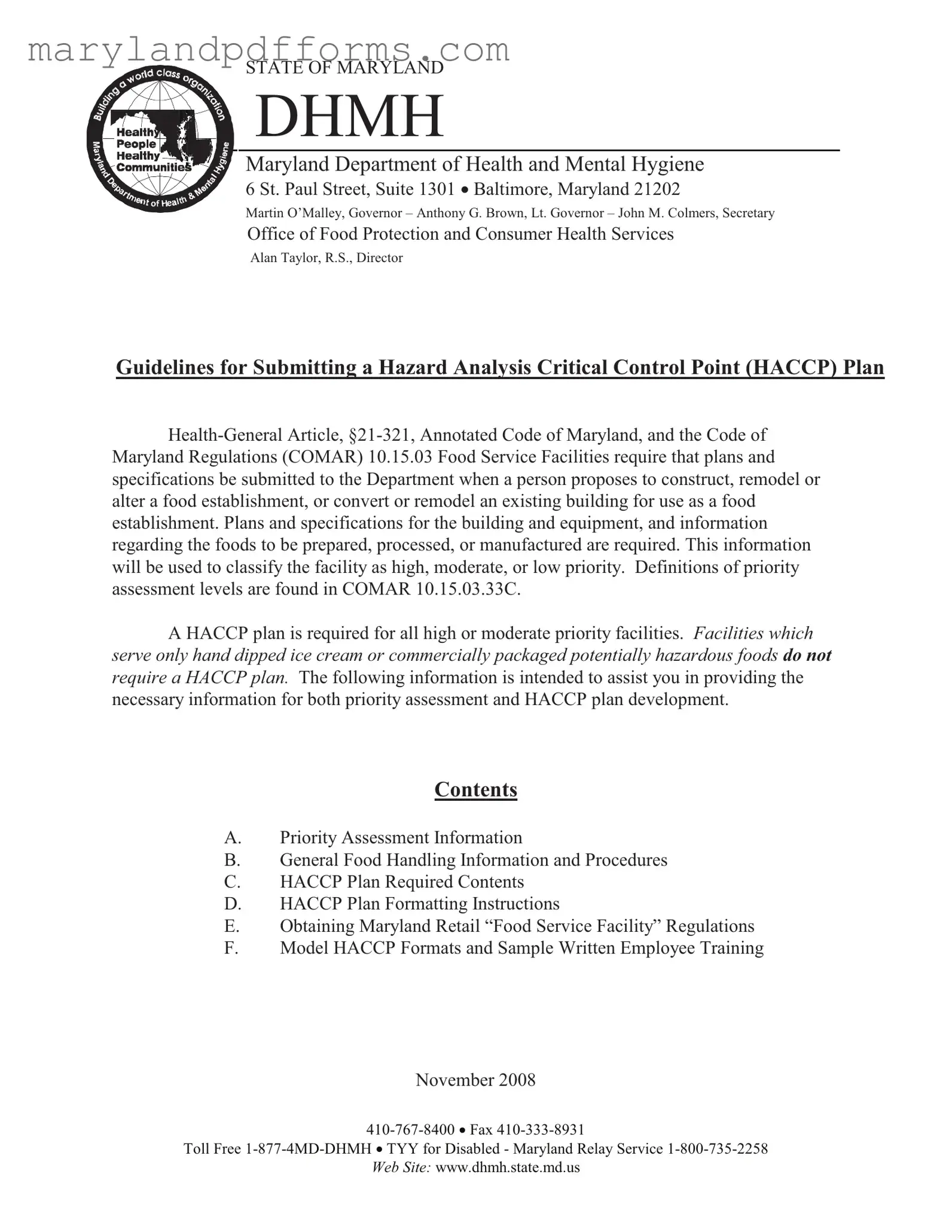 Blank Maryland Haccp Plan Template
