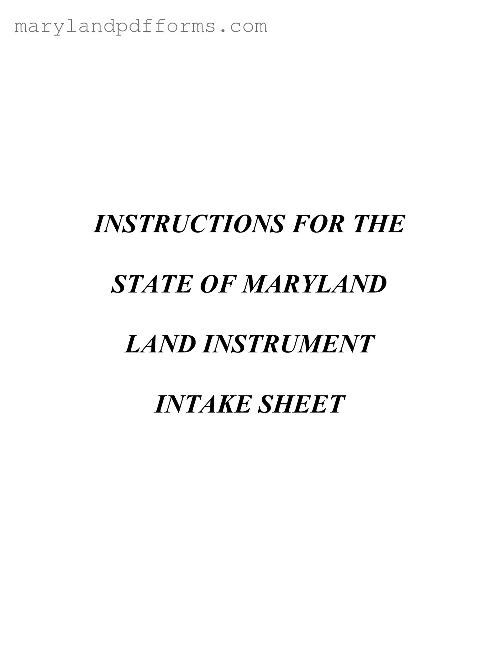 Blank Maryland Intake Sheet Template