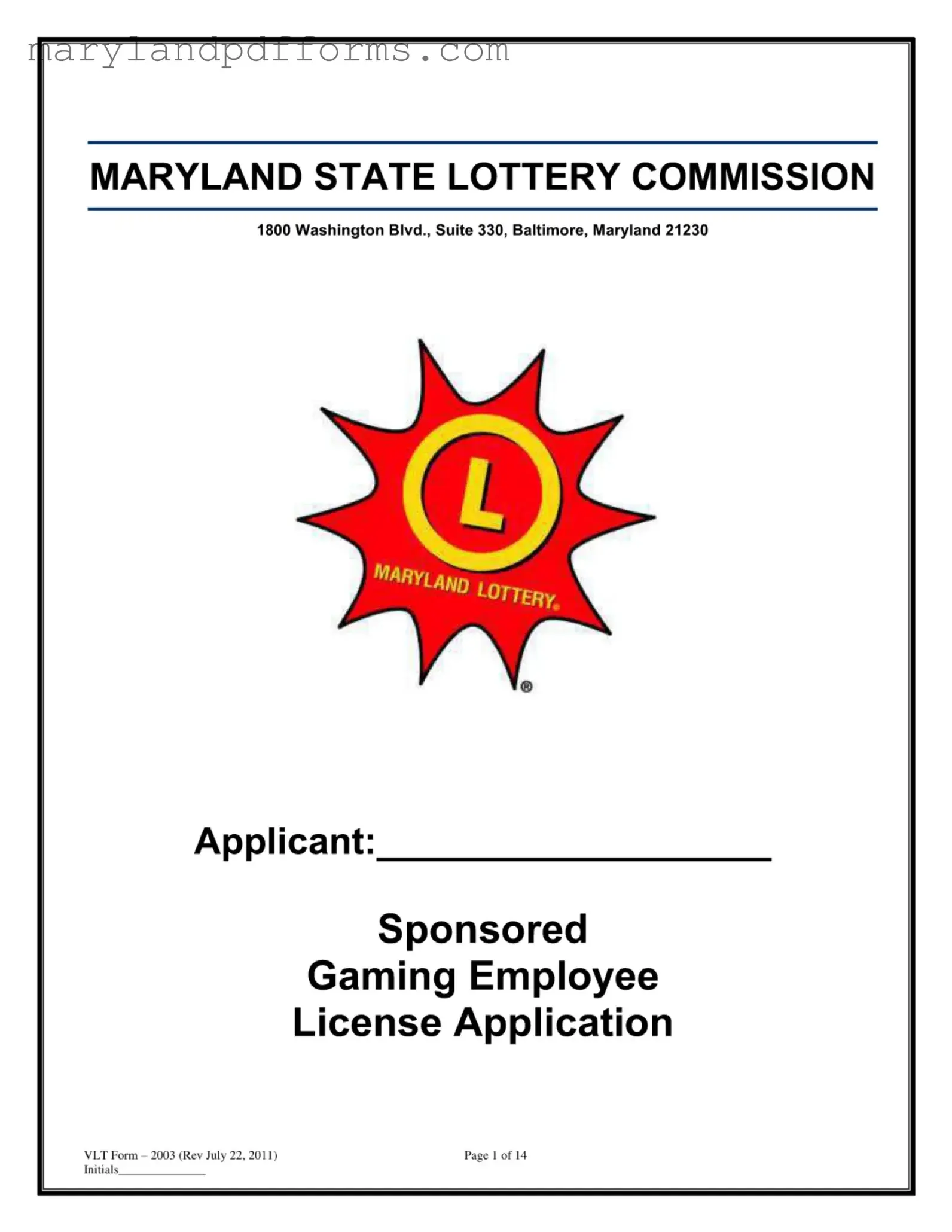 Blank Maryland Lottery License Template