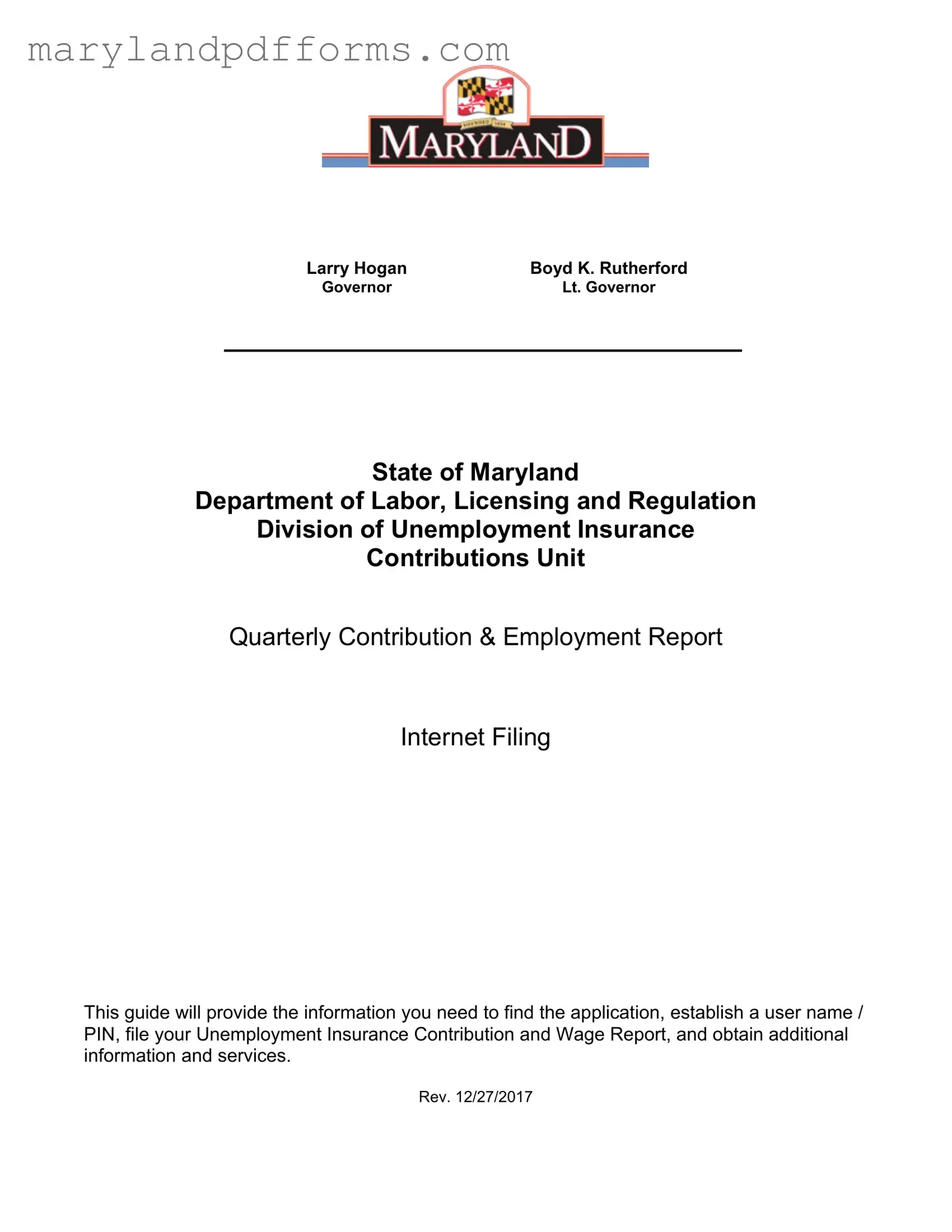 Blank Maryland Quarterly Contribution Report Template