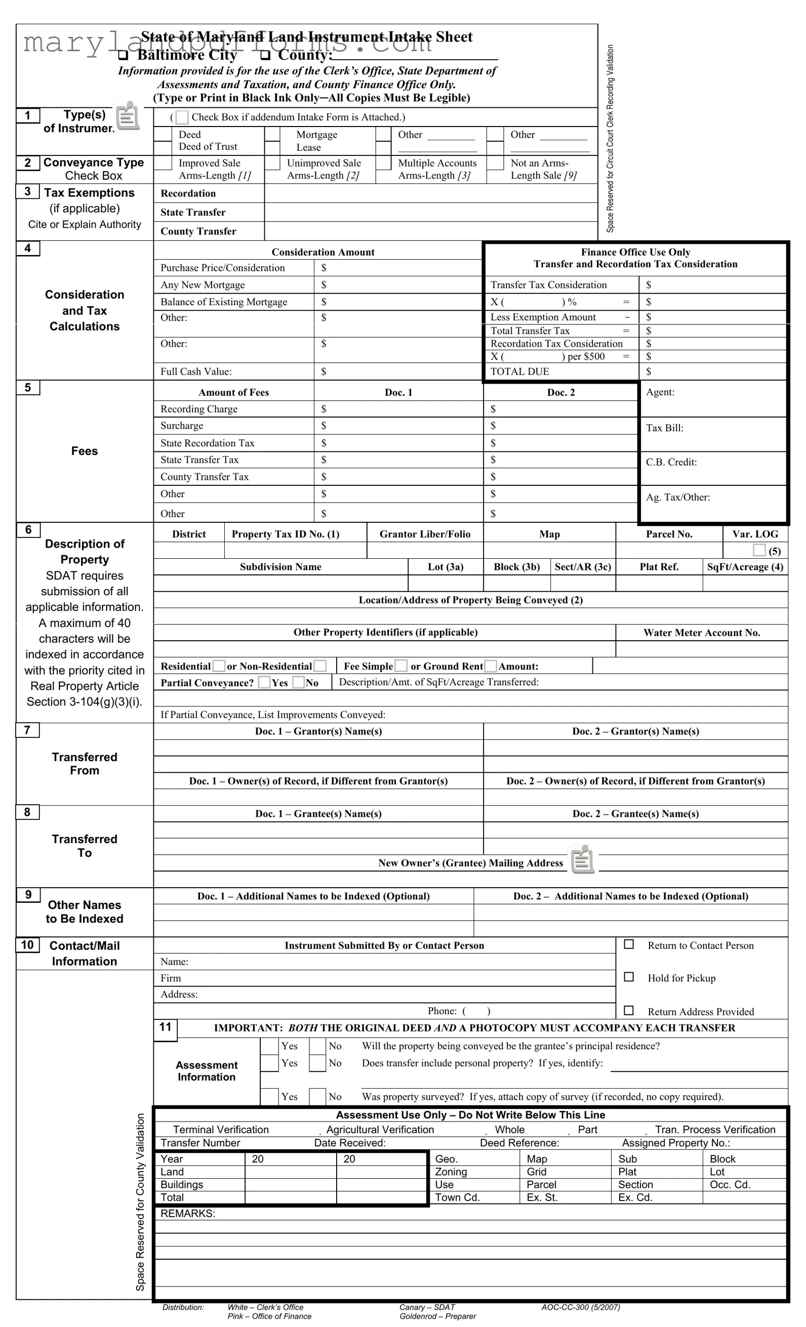 Blank Maryland Sheet Template
