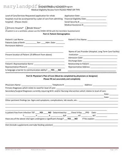 Blank 3871 Maryland Medicaid Template