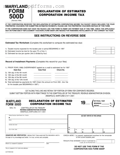 Blank Maryland 500D Template