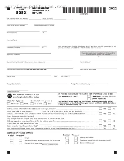 Blank Maryland 505X Template