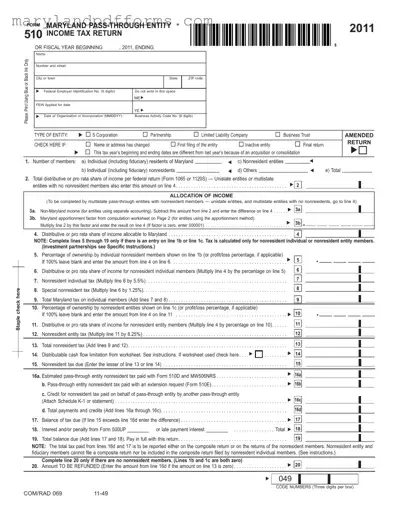 Blank Maryland 510 Template