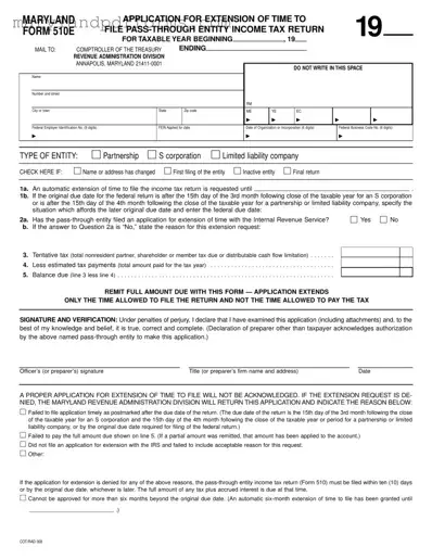 Blank Maryland 510E Template