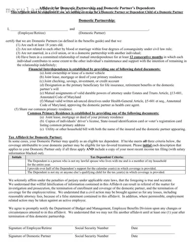 Blank Maryland Domestic Partnership Template