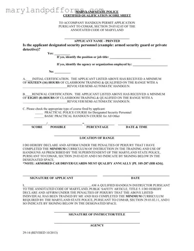 Blank Maryland Score Sheet Template
